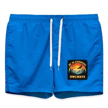 Owl Harmony at Sunset - Swim Trunks - cobalt blue - Front