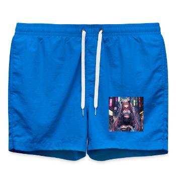 Neon Cat Streetwear Cyberpunk - Swim Trunks - cobalt blue - Front