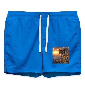 Wolf im Sonnenuntergangsberg - Badeshorts - Cobalt blue - Vorne
