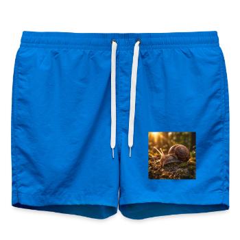 Sunset snail in mossy forest - Swim Trunks - cobalt blue - Front