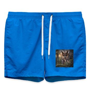 Eule im Waldnebel - Badeshorts - Cobalt blue - Vorne
