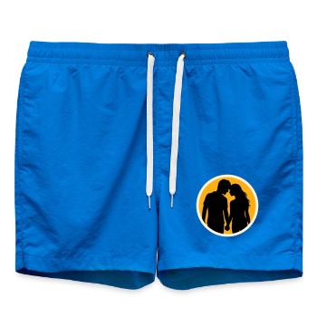 Couple Silhouette Amour Romance Petit ami de la Saint-Valentin - Short de bain - cobalt blue - Devant