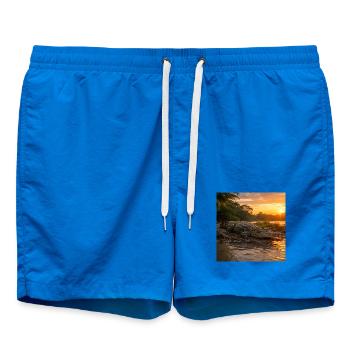 Sonnenuntergang und Krokodil am Fluss - Badeshorts - Cobalt blue - Vorne
