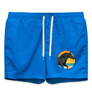 Un cheval Abaga au galop devant un soleil couchant - Short de bain - cobalt blue - Devant
