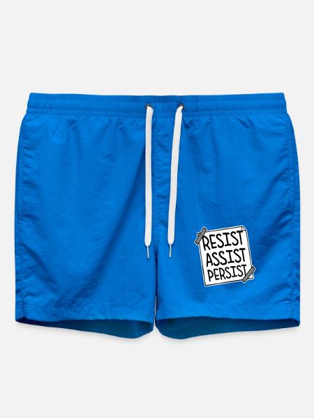 Resist Assist Persist Activism Motivation Logo - Swim Trunks - cobalt blue