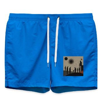 Abstrakte Silhouetten über Stadthorizont - Badeshorts - Cobalt blue - Vorne