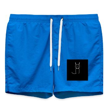 Minimalist cat on black - Swim Trunks - cobalt blue - Front