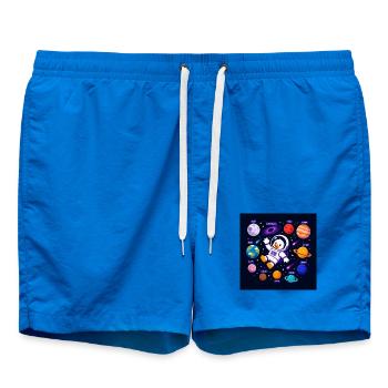 Astronaut Duck – Ente im Weltraum | Lustiges Space - Badeshorts - Cobalt blue - Vorne - AI Model Male 185 light (185cm)