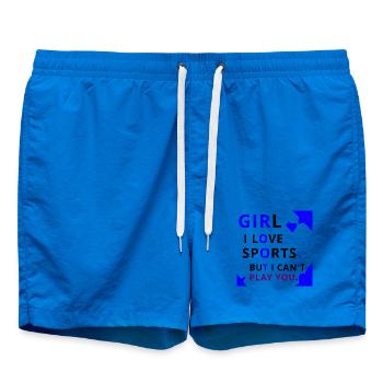 Bold Girl Play Typography - Swim Trunks - cobalt blue - Front - AI Model Male 185 light (185cm)