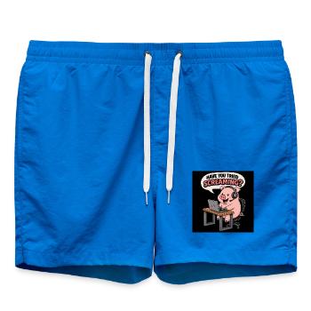 Cochon au bureau des casques - Short de bain - cobalt blue - Devant - AI Model Male 185 light (185cm)