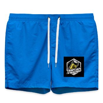 Energiesparheld: Akku Power - Badeshorts - Cobalt blue - Vorne - AI Model Male 185 light (185cm)