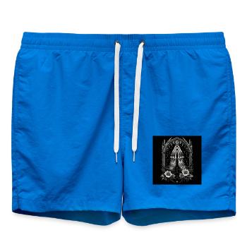 Alchemical Hands in Prayer and Mystical Eye - Swim Trunks - cobalt blue - Front - AI Model Male 185 light (185cm)
