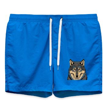 Azur-Mond-Wolf-Porträt - Badeshorts - Cobalt blue - Vorne - AI Model Male 185 light (185cm)