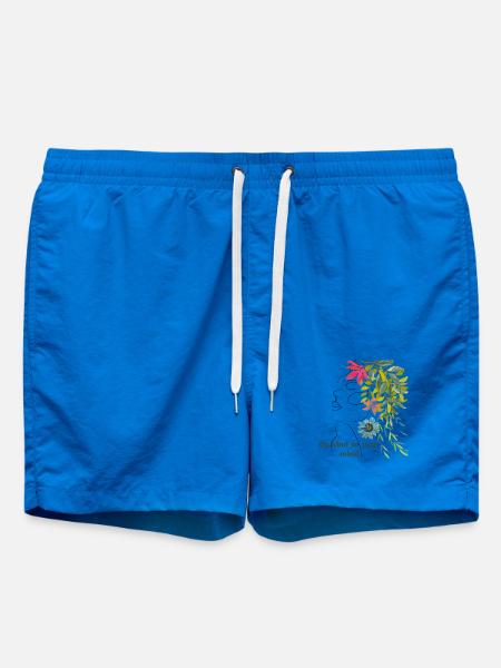 Sei freundlich zu deinem Geist – Blumenlinienkunst - Badeshorts - Cobalt blue