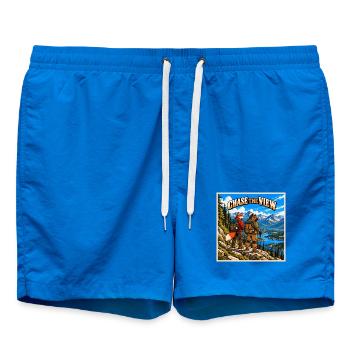 Fuchs und Wildschwein auf einer Wanderung – Wildes Abenteuer - Badeshorts - Cobalt blue - Vorne - AI Model Male 185 light (185cm)