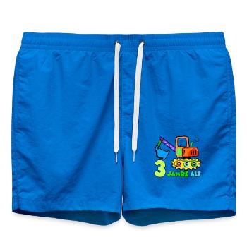 3 Jahre Alt Baufahrzeug Illustration - Badeshorts - Cobalt blue - Vorne - AI Model Male 185 light (185cm)