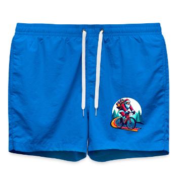 Christmas Santa Claus on the Road Bike Gravel - Swim Trunks - cobalt blue - Front