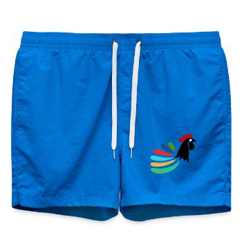 HAHN. HENNE. KÜKEN. TIER. TIERE. VOGEL - Badeshorts - Cobalt blue - Vorne - AI Model Male 185 light (185cm)