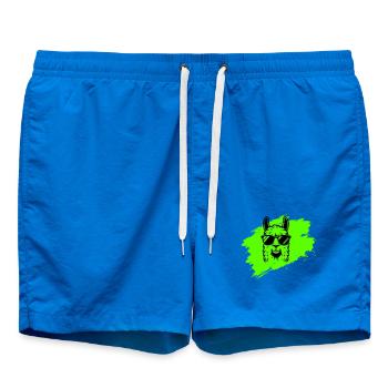 Lama oder Alpaka mit Sonnenbrille im Neonstil - Badeshorts - Cobalt blue - Vorne - AI Model Male 185 light (185cm)