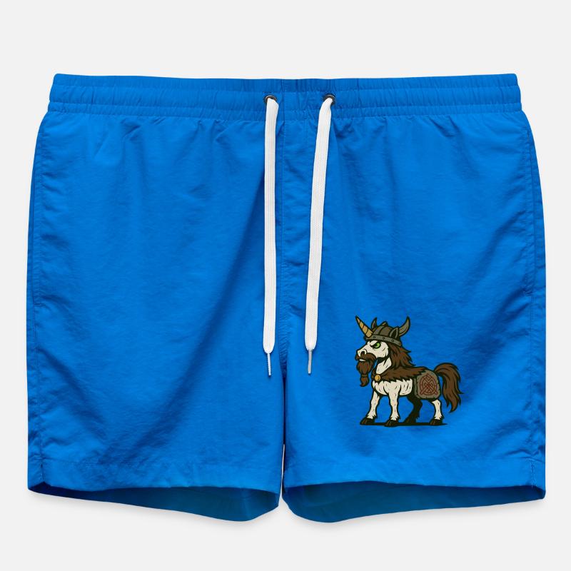 Wikinger-Krieger-Einhorn mit Bart und nordischem Zeichen - Badeshorts - Cobalt blue