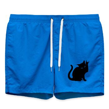 Black Cat – Devil Horns Silhouette - Swim Trunks - cobalt blue - Front