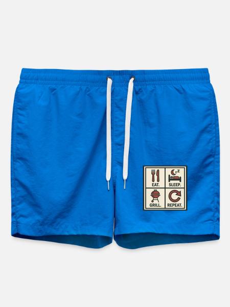 Eat Sleep Grill Start Again Barbecue - Swim Trunks - cobalt blue