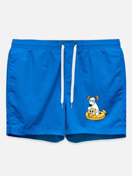 Dog On Vacation With Swimming Rip - Swim Trunks - cobalt blue