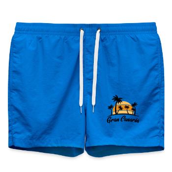 Gran Canaria sunset with palm trees - Swim Trunks - cobalt blue - Front - AI Model Male 185 light (185cm)