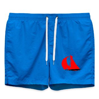 Red Sailboat Silhouette - Swim Trunks - cobalt blue - Front - AI Model Male 185 light (185cm)