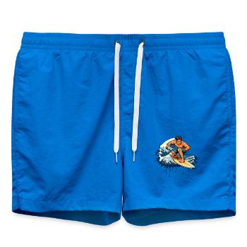 Illustration dynamique en graffiti d’un surfeur - Short de bain - cobalt blue - Devant - AI Model Male 185 light (185cm)