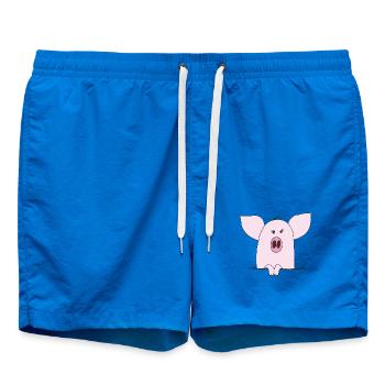 Dessin animé du cochon rose câlin - Short de bain - cobalt blue - Devant - AI Model Male 185 light (185cm)