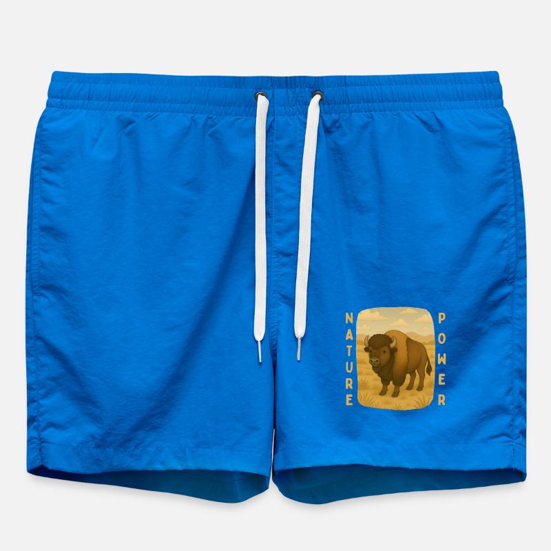 Bisons sur la steppe - Short de bain - cobalt blue