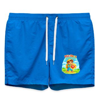  Mit Herz unterwegs - macht die Welt besser - Badeshorts - Cobalt blue - Vorne - AI Model Male 185 light (185cm)