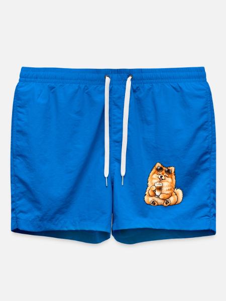 Süßer Zwergspitz mit Latte Macchiato - Badeshorts - Cobalt blue