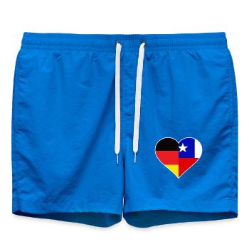 Deutsch-Chilenisches Flaggenherz - Badeshorts - Cobalt blue - Vorne - AI Model Male 185 light (185cm)
