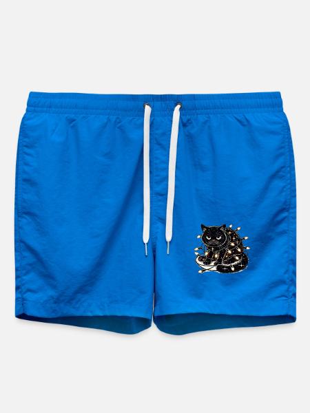 Grumpy Christmas Cat. Meow but please without tinsel - Swim Trunks - cobalt blue