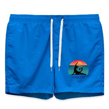 Yoga Cat – Entspanntes Design für Katzenfans - Badeshorts - Cobalt blue - Vorne - AI Model Male 185 light (185cm)