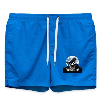 Lone Wolf Rise Tonight Mondgrafik - Badeshorts - Cobalt blue - Vorne - AI Model Male 185 light (185cm)