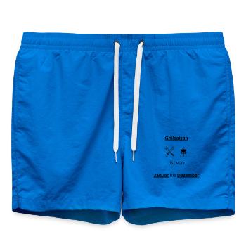 Grillsaison Januar bis Dezember Grillen T-Shirt - Badeshorts - Cobalt blue - Vorne - AI Model Male 185 light (185cm)