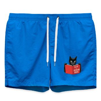 Chat noir lit livre rouge - Short de bain - cobalt blue - Devant - AI Model Male 185 light (185cm)
