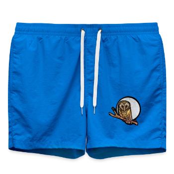 Mondbeschienene Eule auf Ast - Badeshorts - Cobalt blue - Vorne - AI Model Male 185 light (185cm)