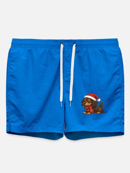 Dackel Weihnachtshut Weihnachts-Pixelkunst - Badeshorts - Cobalt blue