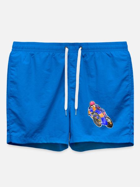 Wheelie beim Motorradrennen - Wasserfarben dunkel - Badeshorts - Cobalt blue