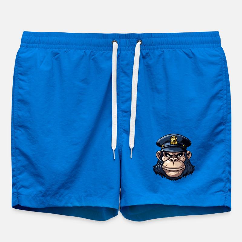 Monkey Policeman - Swim Trunks - cobalt blue