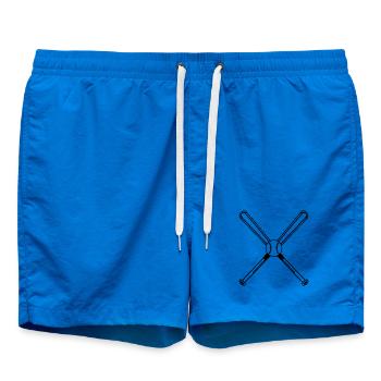 Baseball Illustration Baseball Player - Swim Trunks - cobalt blue - Front