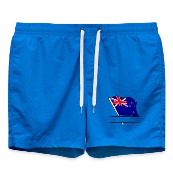 Neuseeland – Textraum - Badeshorts - Cobalt blue - Vorne - AI Model Male 185 light (185cm)