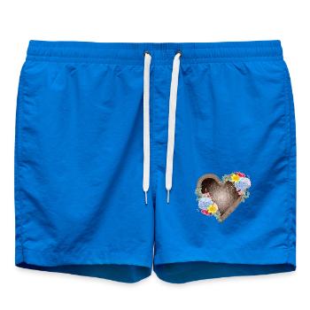 Nid d’oiseau en forme de cœur avec des fleurs printanières - Short de bain - cobalt blue - Devant - AI Model Male 185 light (185cm)