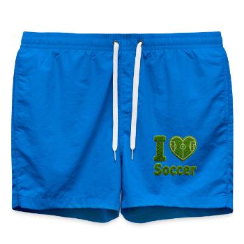 J’adore la conception de terrains de football en gazon et cœur - Short de bain - cobalt blue - Devant - AI Model Male 185 light (185cm)