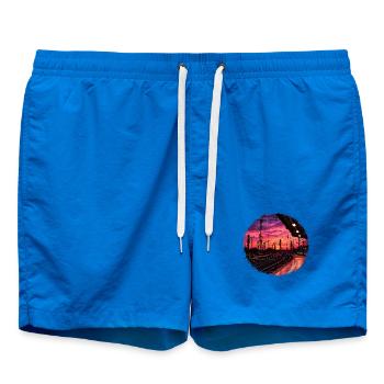 Coucher de soleil sur le quai - Short de bain - cobalt blue - Devant - AI Model Male 185 light (185cm)