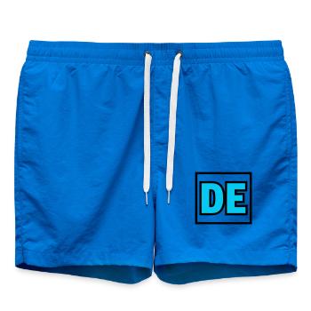 DE Initials Letters Logo - Swim Trunks - cobalt blue - Front - AI Model Male 185 light (185cm)